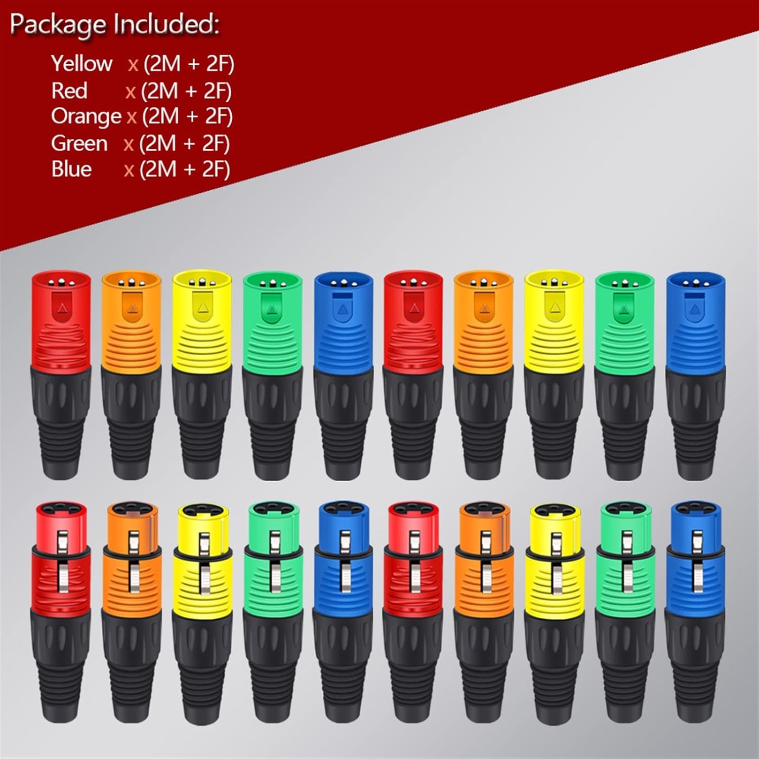 3PIN X L R Wire Connector Male Female Plug Plastic Shell Microphone Speaker XLR Jack 20Pcs (Color : 10xM 10xF-Mix)
