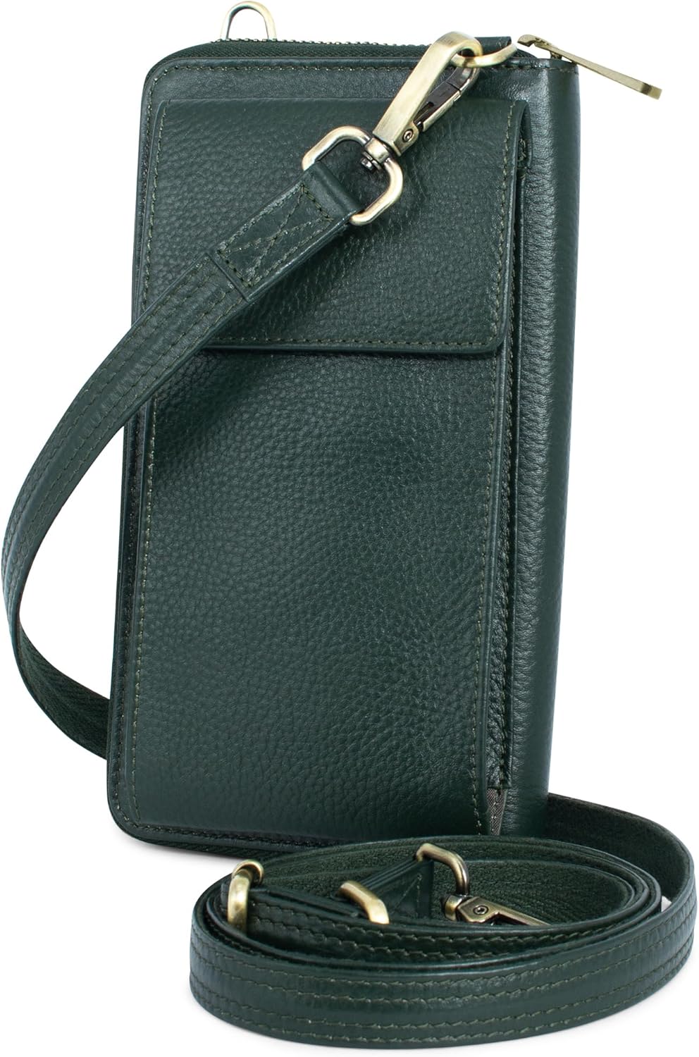 BULL GUARD Crossbody Leather Wallet Phone Purse, Anti Theft and RFID Blocking, Small Elegant Design for Travel