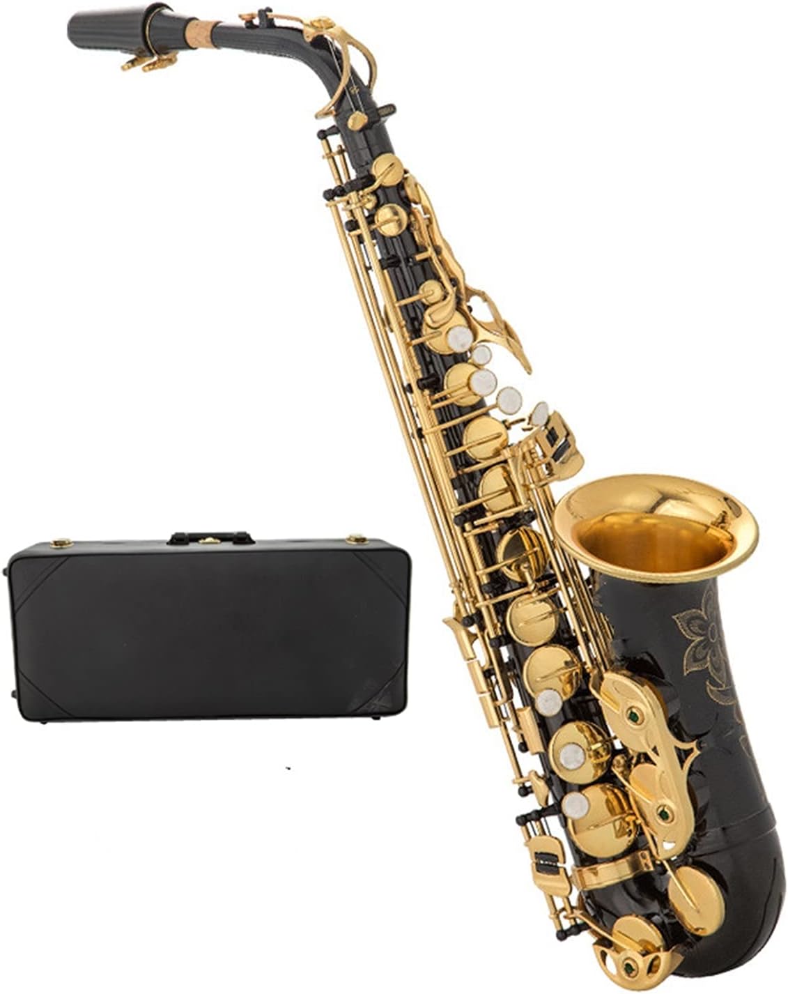 EB Alto Saxophone Brass Lacquered Gold E Flat Sax Woodwind Instrument Student Saxophone (Color : Gold)