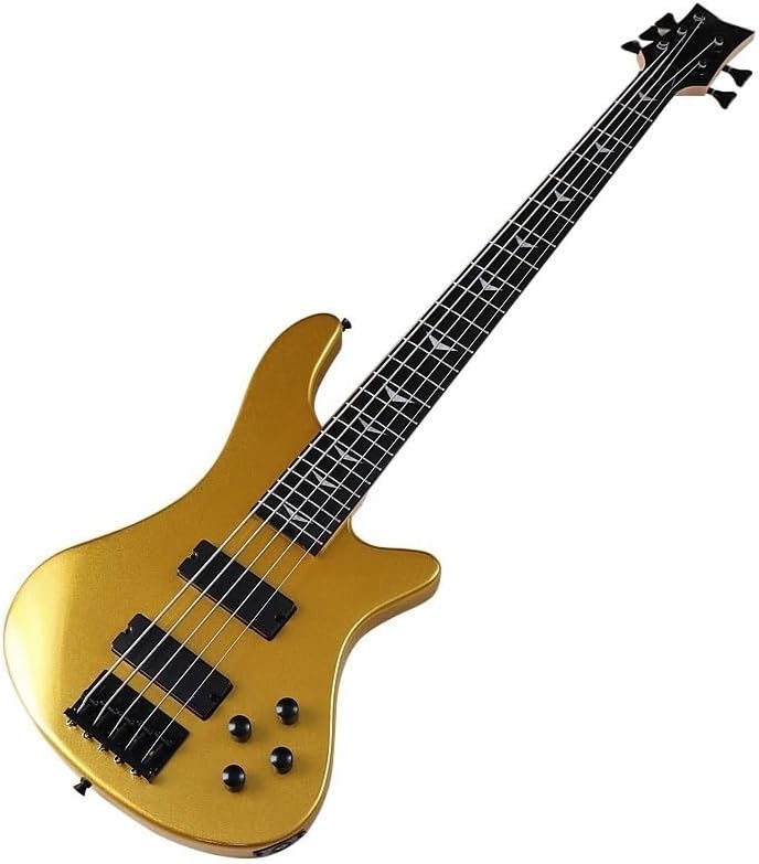 43 Inch Electric Bass Guitar, Solid Okoume Wood, High Gloss Champagne Gold Finish, Canada Maple Neck, 24 Frets(M3 5 string)
