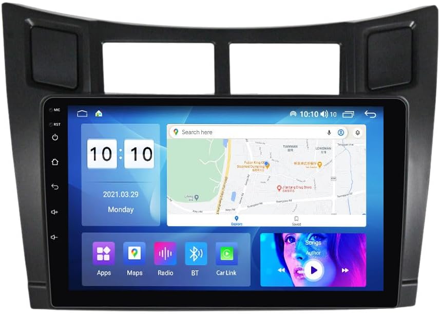 Android Car Stereo for Toyota Yaris 2005-2012,9 inch IPS Touchscreen with Upgrade Wireless CarPlay & Android Auto,WiFi/GPS,Support SWC and Subwoofer,4-Core 1+32G