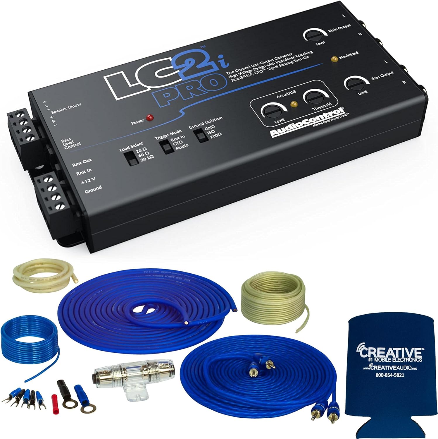 Stinger SS600XS 8GA Copper 600W Complete Amplifier Wiring Kit with LC2i-PRO 2-Channel line Output Converter
