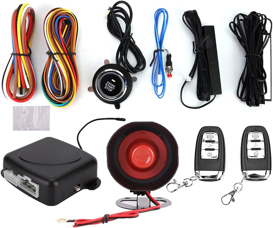 Universal Car Anti Theft Alarm and Keyless Entry System, Push Button Remote Engine Start with PKE Passive Keyless Entry, Remote Trunk Release, and Automatic Central Door Locking