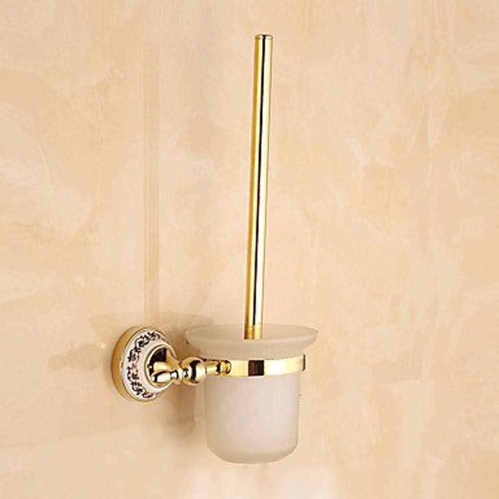 Plastic Bathroom Toilet Bowl Plunger Set with Lift & Lock Cover, Compact Discreet Freestanding Storage Caddy with Base, Sleek Design - Heavy Duty - Bronze