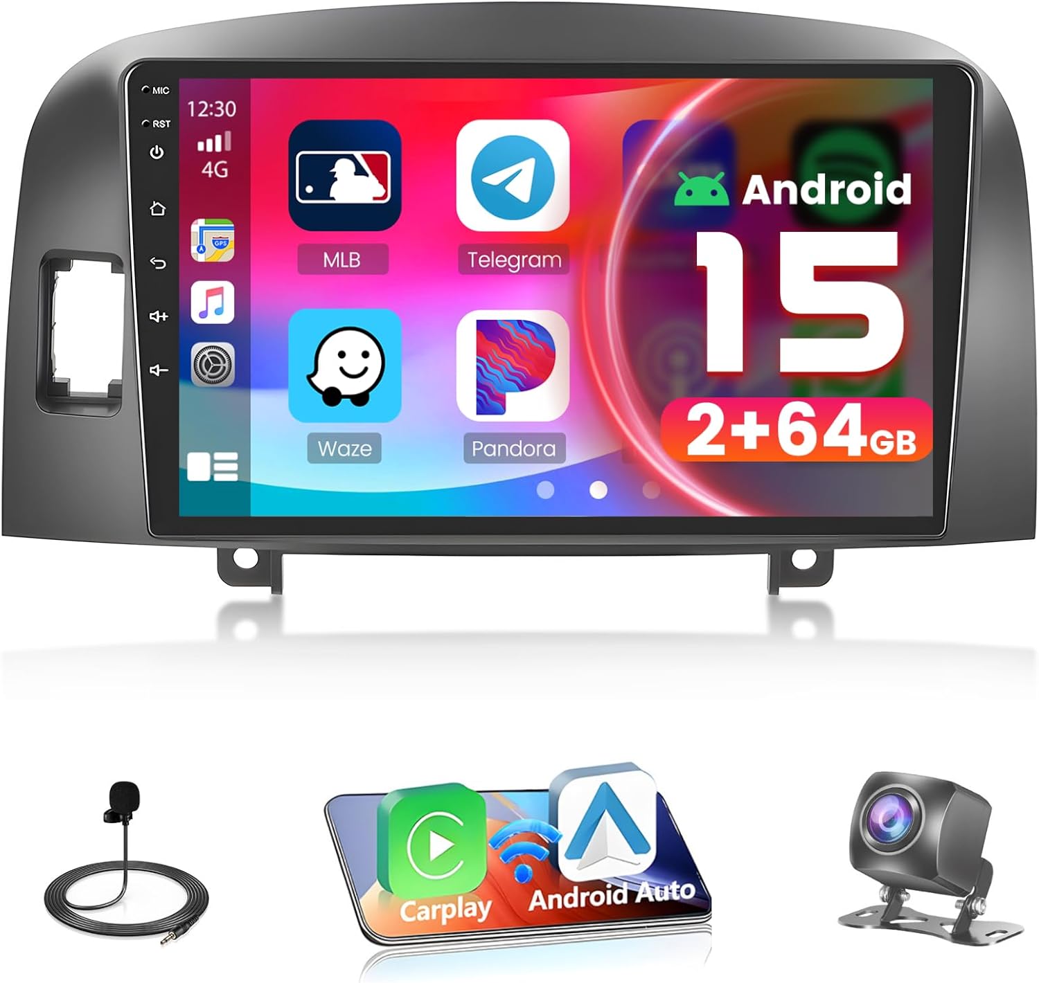 [4Core 64G] Android 15 Car Stereo for Hyundai Sonata 2004-2008, Hikity 9