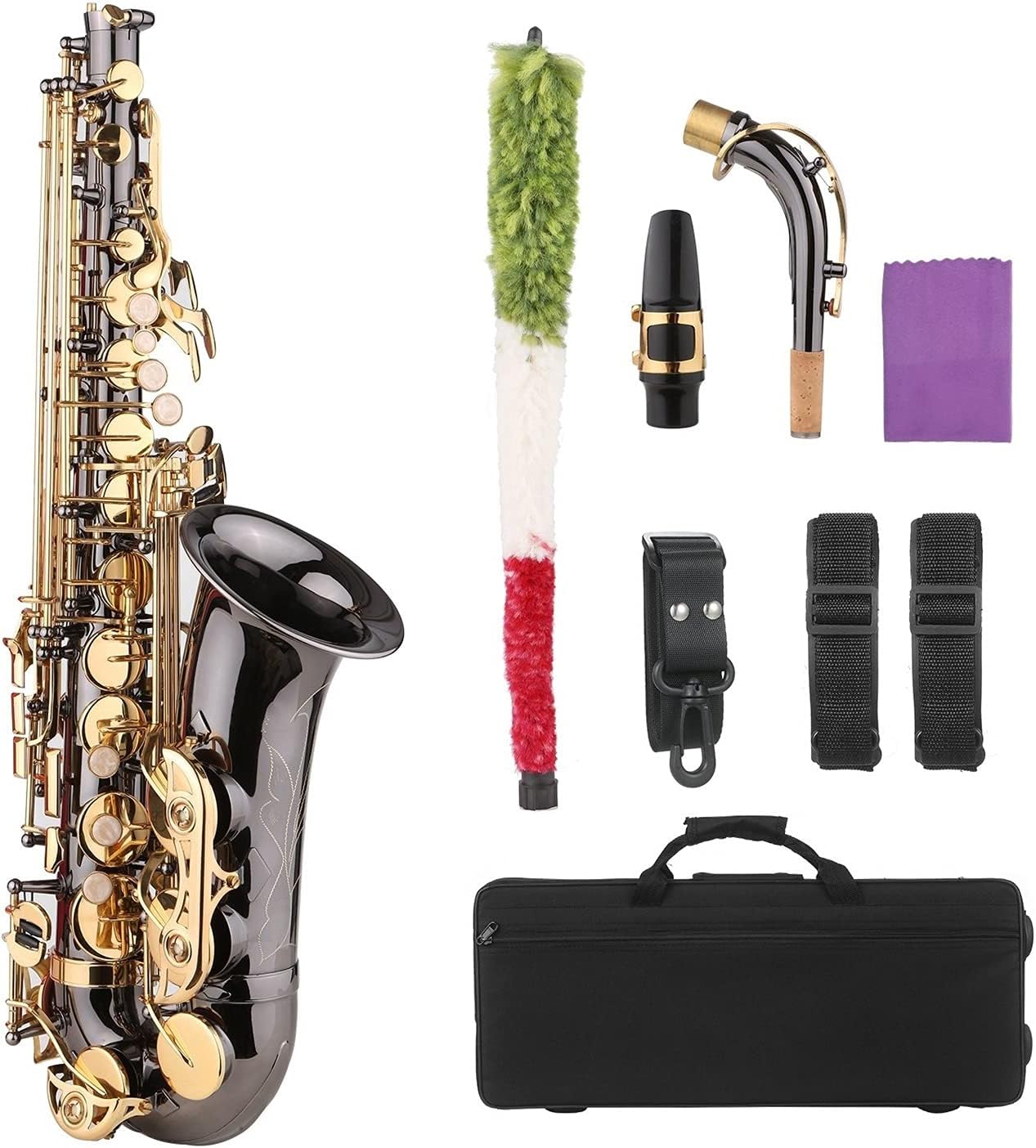 EB Alto Saxophone Brass Lacquer Gold E Flat Sax Nickel Plated Brass Music Instruments with Case Accessories Student Saxophone