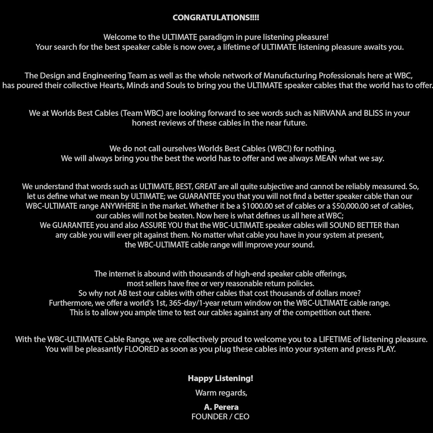 WORLDS BEST CABLES 4 Foot Ultimate - 12 AWG - Ultra-Pure OFC - Premium Audiophile HiFi Speaker Cable Pair with Eminence Gold Banana Plugs & Carbon Tweed Jacket