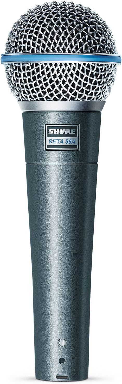 Shure Beta 58A Supercardioid Vocal Microphone & Pig Hog Black & White Woven Mic Cable, 20ft XLR - Bundle