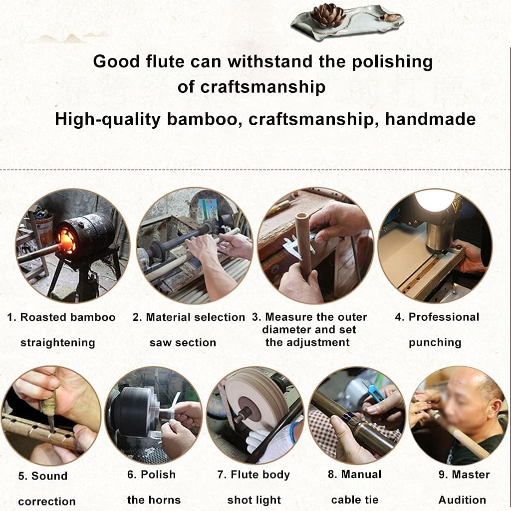 Traditional Chinese Musical Woodwind Instrument Bitter Bamboo Recorder Music Recorder Retro Instrument Traditional Soprano Three Piece Black (Black C)