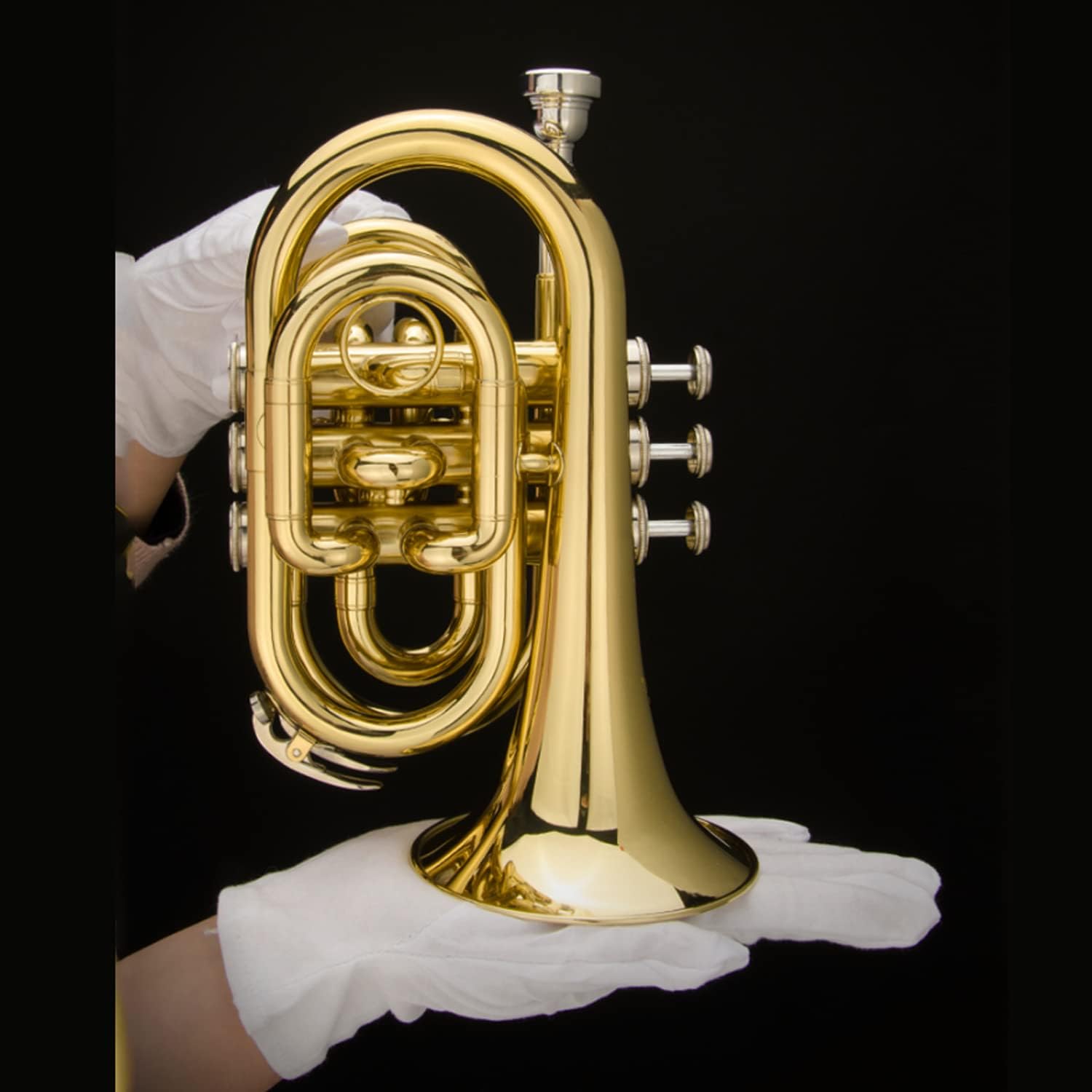 Horn/Portable Trumpet/Palm Number/B Flat Miniature Brass Wind Instrument for Beginners and Advanced Players, School Bands, Junior Orchestras