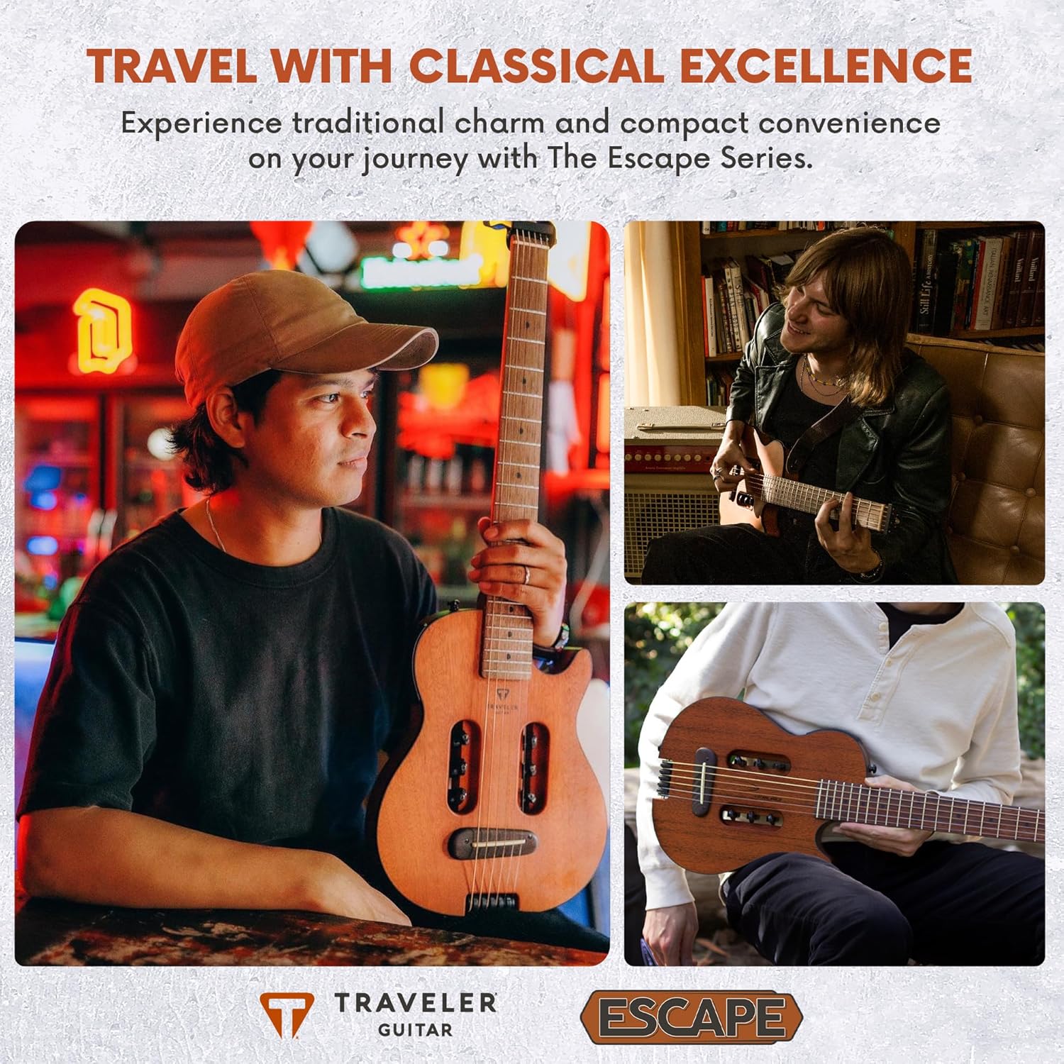 Traveler Guitar Escape Mark III Mahogany Acoustic Guitar | Portable Acoustic with Built-in Headphone Amp | Full 25.5