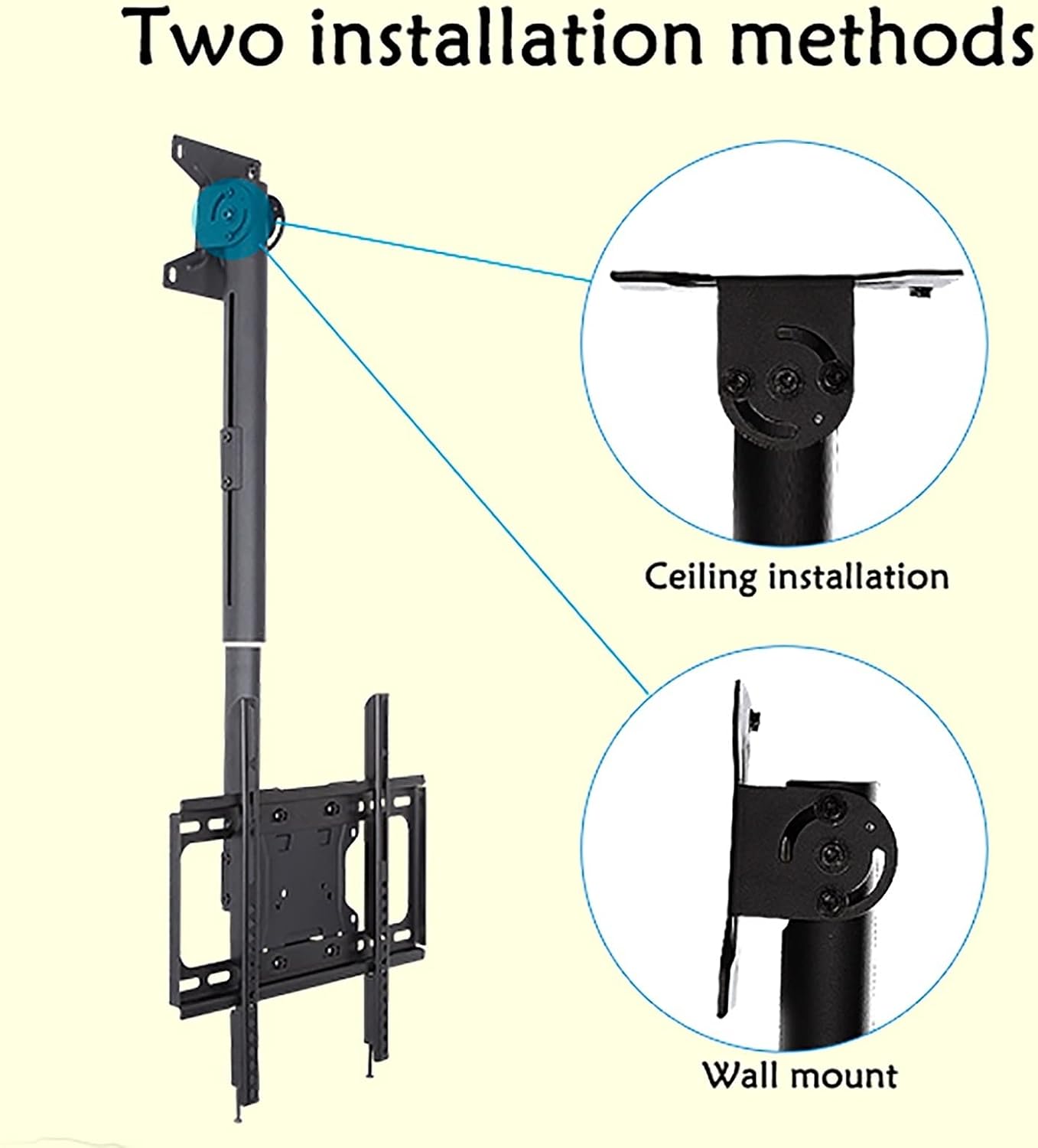 TV Stand tv Wall Mount Ceiling TV Mount Bracket, Tilt Swivel Telescopic TV Stand, Fits 32-65 Inch TVs, Holds Up to 132lbs Screens