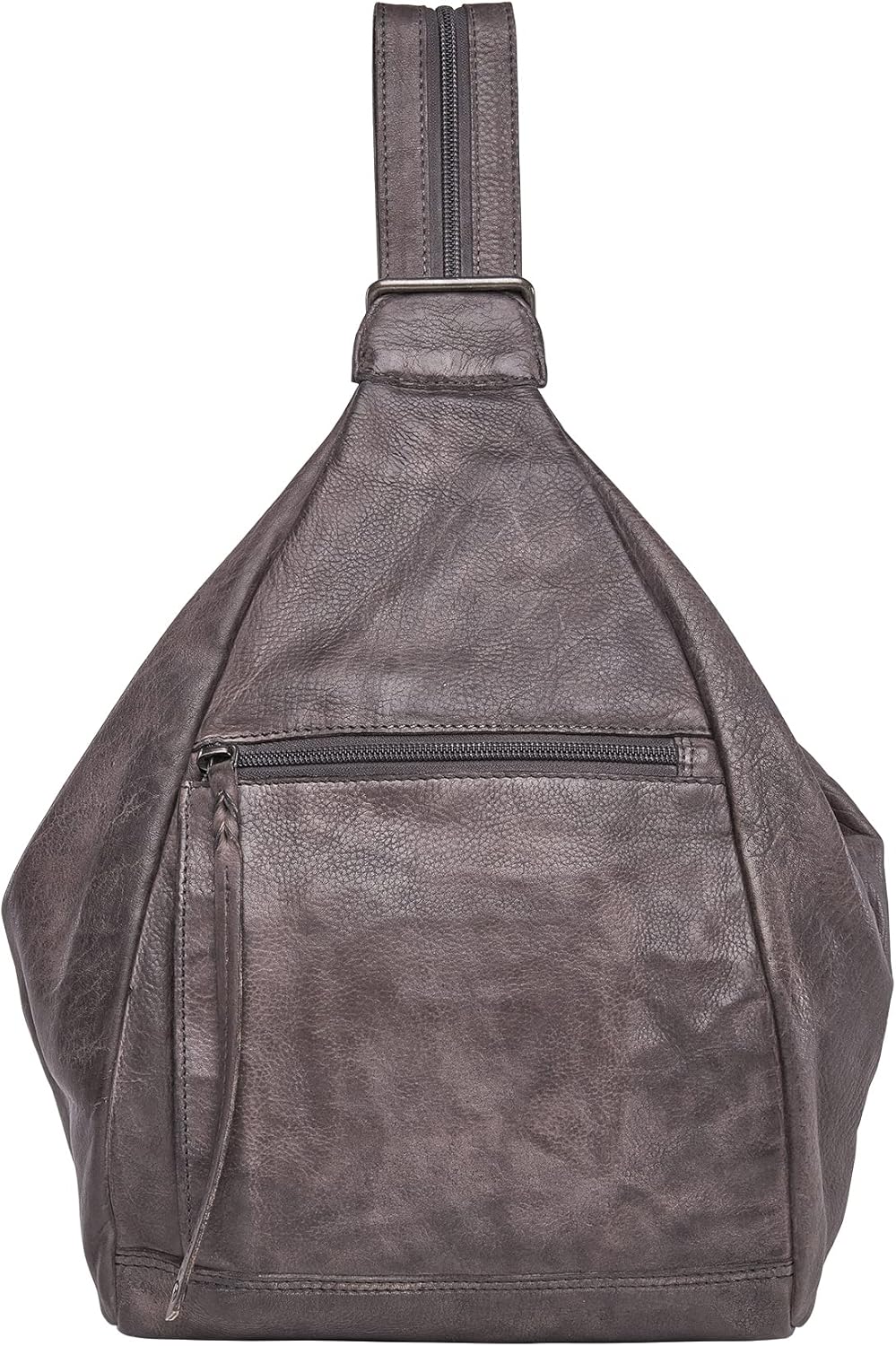 Lady Conceal Marley Leather Concealed Carry Sling Backpack for Women, Locking Zippers, RFID Organizer & Universal Holster(Gray)