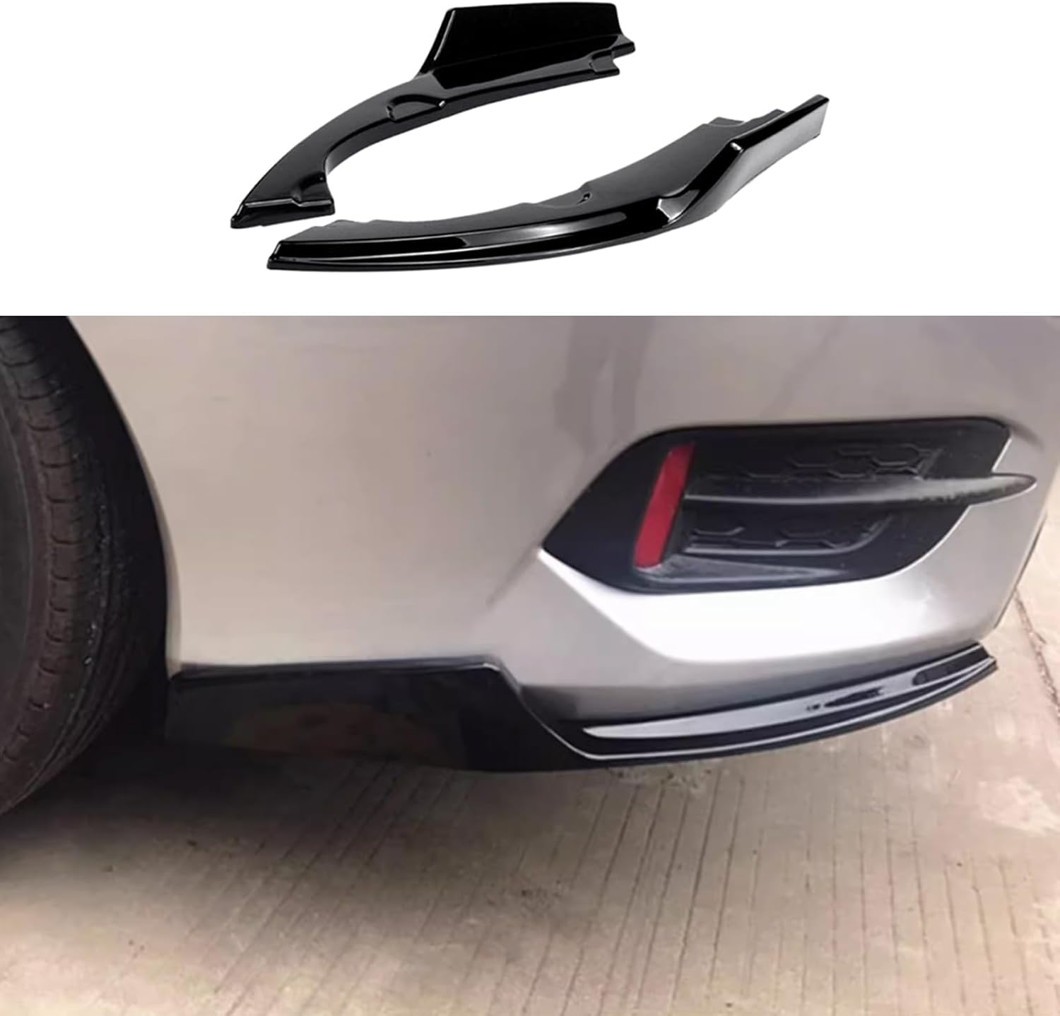 Car Accessories Fit for Honda 10th Gen Civic 2016-2021 Rear Bumper Corner Protection Cover Trims (Glossy Black) 2PCS ABS