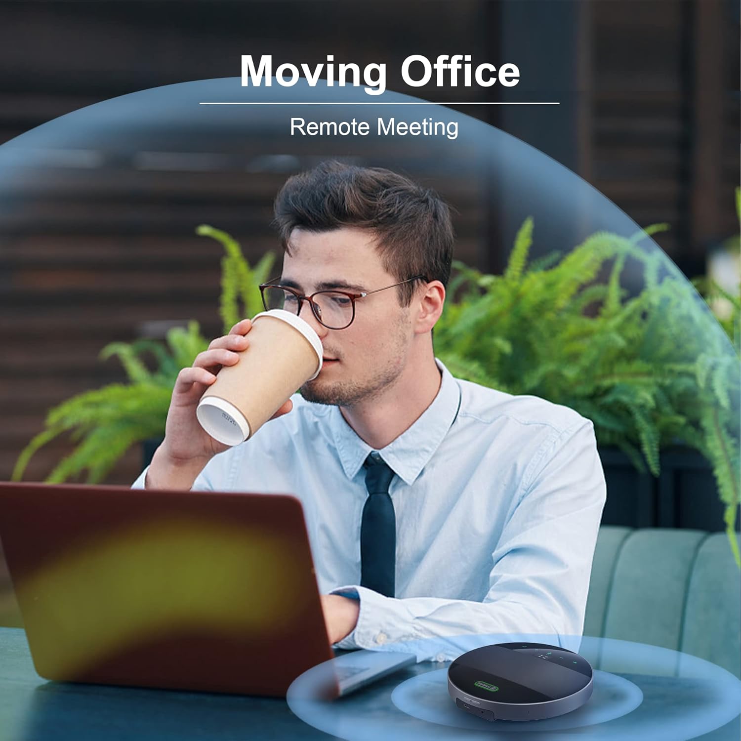 TONGVEO Bluetooth Conference Speaker and Microphone， Wireless Lound Speakerphone Portable for Car and Computer Home Office, Two Way Voice Clear, Compatible with Zoom, Teams