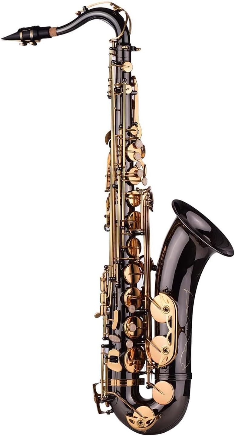 Bb Tenor Saxophone Sax Brass Body Black Nickle Plated Golden Keys Woodwind Instrument with Case Brush Sax Neck Straps Student Saxophone