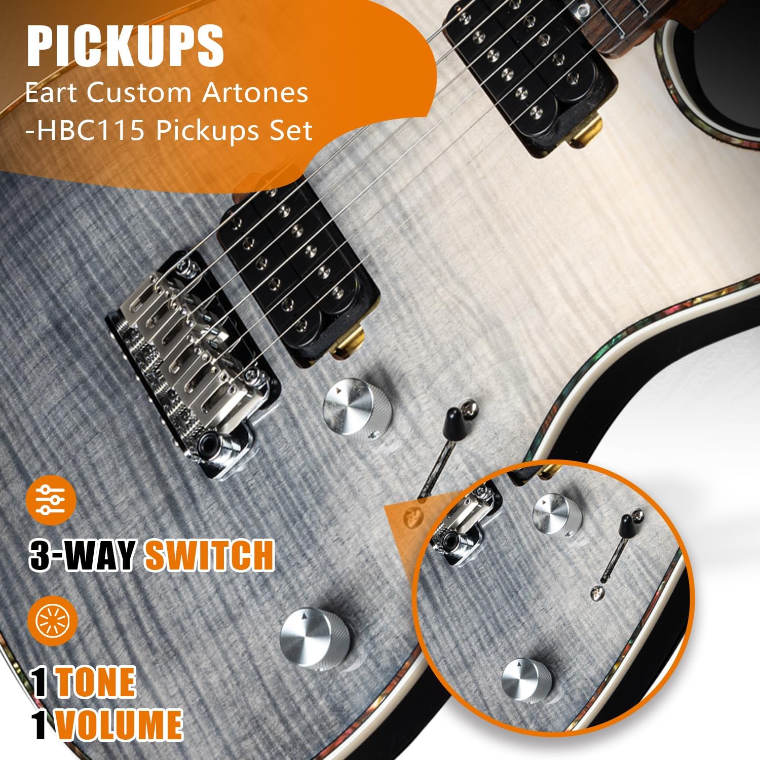 EART EYP-Elite Soild Body Electric Guitar with Roasted Mahogany Custom Artones-HBC115 Pickups NK-Arch-Top Body,Gloss Body Electric Guitar