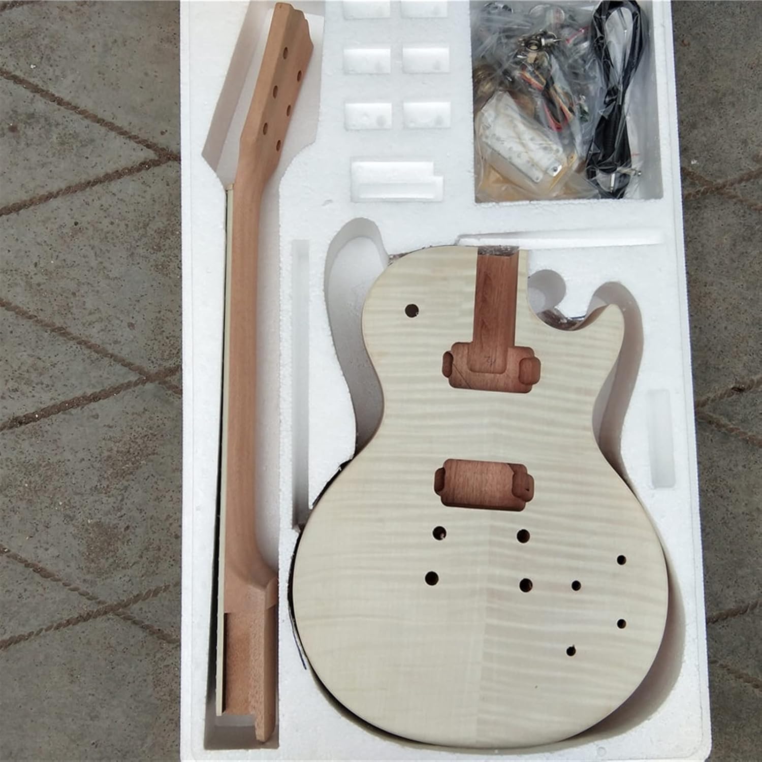 DIY Electric Guitar Kit Unfinished Unpainted Electric Guitar Body and Neck Including All Hardware