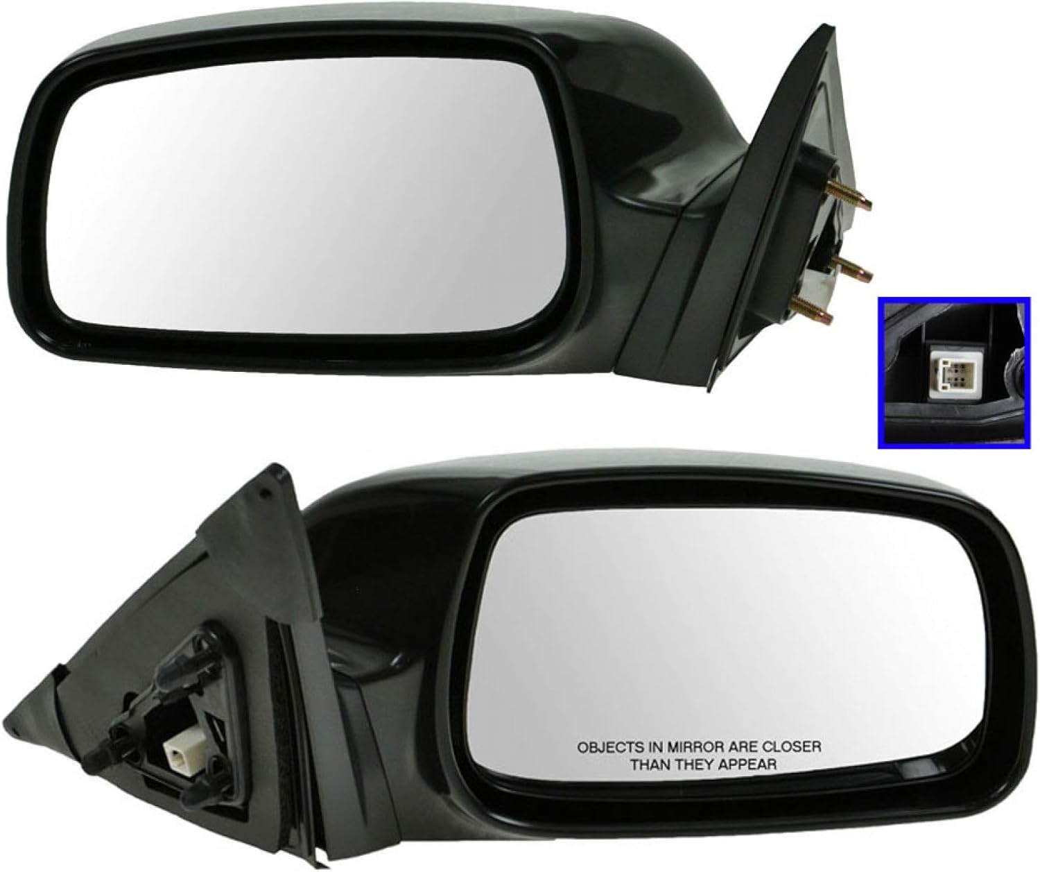 TRQ 2 Piece Driver and Passenger Side Mirror Assembly Set Electric Adjustment Non-Heated No Memory Black Compatible with 2007-2011 Toyota Camry TO1320215 TO1320238 TO1321215 TO1321237 TO1321238