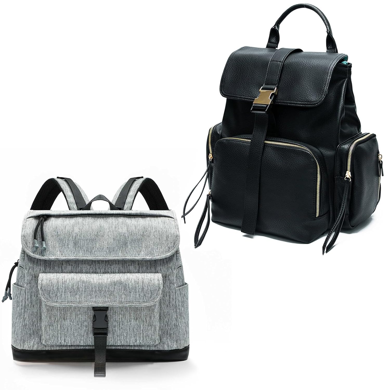 MOMINSIDE Diaper Bag Backpack, Leather Backpack for Women, Travel Backpack Baby Bag with 14 Pockets Baby Registry Search, Changing Mat