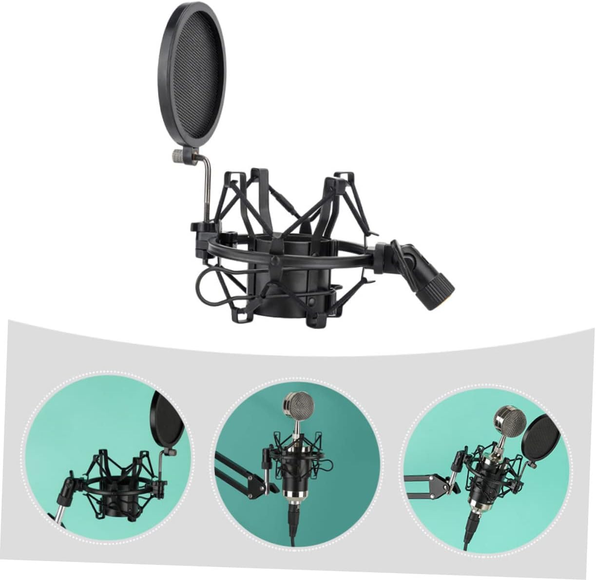 1 Set Anti-Vibration Protecting Anti- Bracket Blowout Clip Stand Cover Mount Accessories Mic Shockmount Holder Shockproof Vibration Microphone Shield Filter for Universal Rack Stands (Color : B