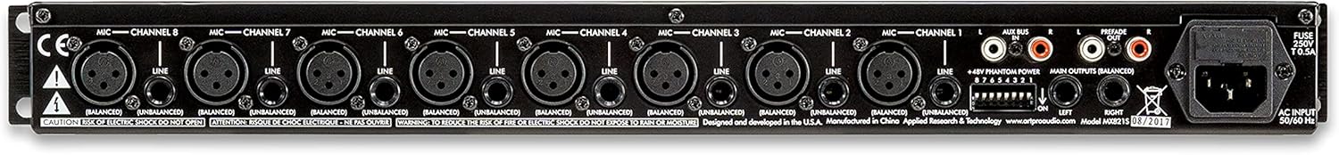 ART MX821S Eight Channel Mic/Line Mixer with Stereo Outputs, MultiColored