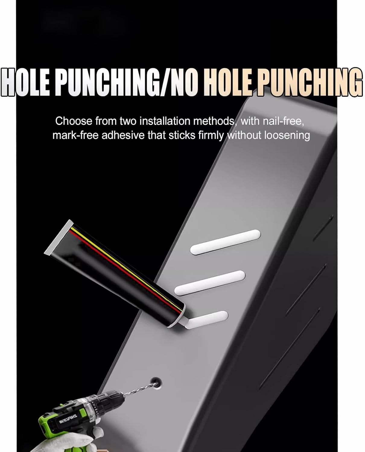 No Drilling Shower Caddy, Bathroom Corner Storage Shelves with Rod and Hooks, Triangular Basket, High Load Capacity(Triple layer)