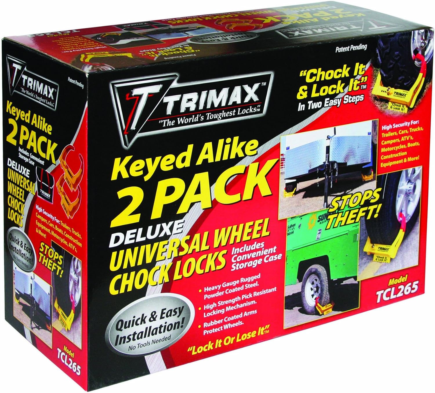 Trimax TCL265 Small Deluxe Keyed Alike Wheel Chock Lock, (Pack of 2)