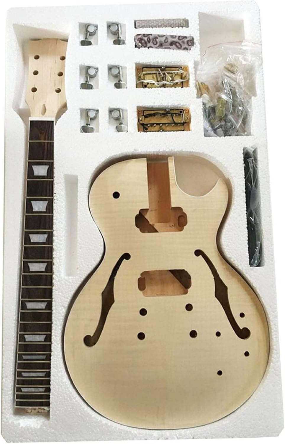 DIY Electric Guitar Kit DIY Unfinished Electric Guitar Kit Solid Mahogany Body & Headstock are with Flame Maple Top