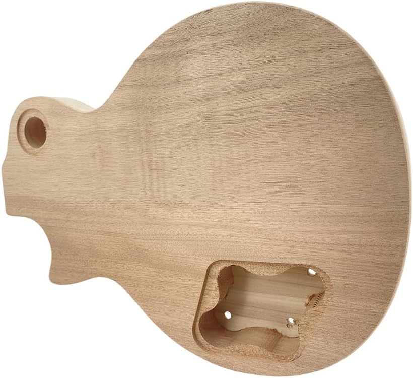 Yinfente Electric Guitar Body Unfinished Mahogany +Maple Top +Flame Maple Veneer Bolt On DIY Guitar Body Blank HH Hamburger Pickup