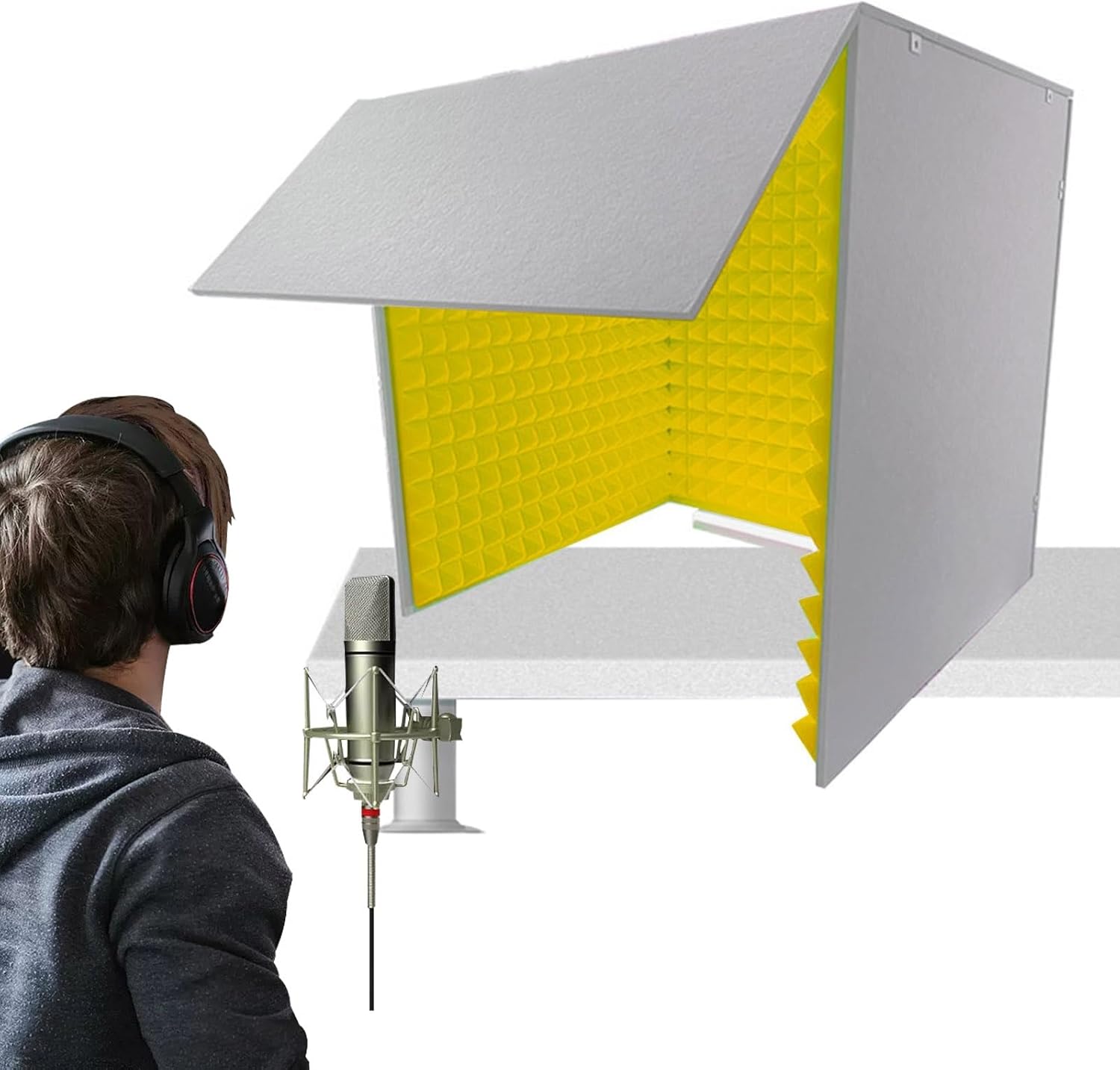 Microphone Isolation Room Box, Desktop Soundproofing Enclosure, Simple Soundproofing Room for Home Studio (Yellow)