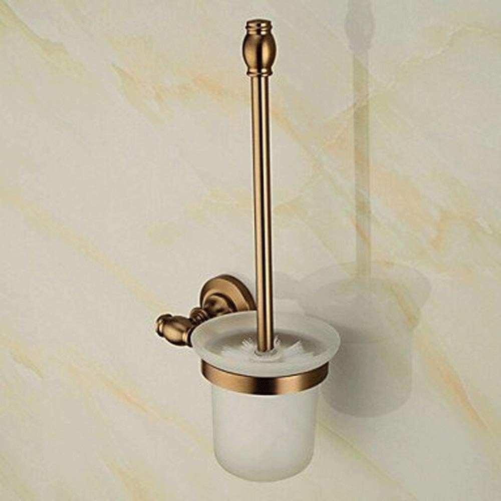 Compact Freestanding Plastic Toilet Bowl Brush and Holder for Bathroom Storage and Organization - Space Saving, Sturdy, Deep Cleaning, Covered Brush - Bronze