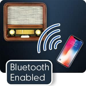 Fuse RAD Vintage Wood Retro Radio | AM/FM Radio with Bluetooth, Wireless Charger & AUX Input | Mid Century Modern Style | Handcrafted Ashtree Wood