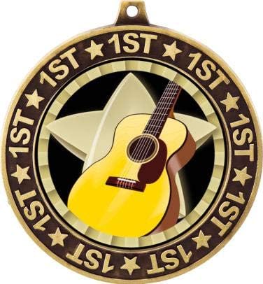 Guitar 1st Place Perimeter Medal Gold, 2.75