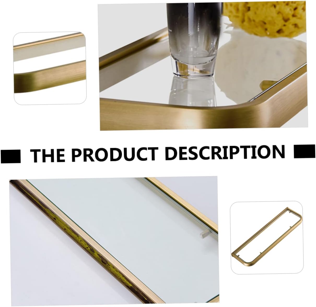 Cabilock Wall Organizer Rack Glass Shelf Unit Hanging Wall Shelf Bathroom Rack Brass Material