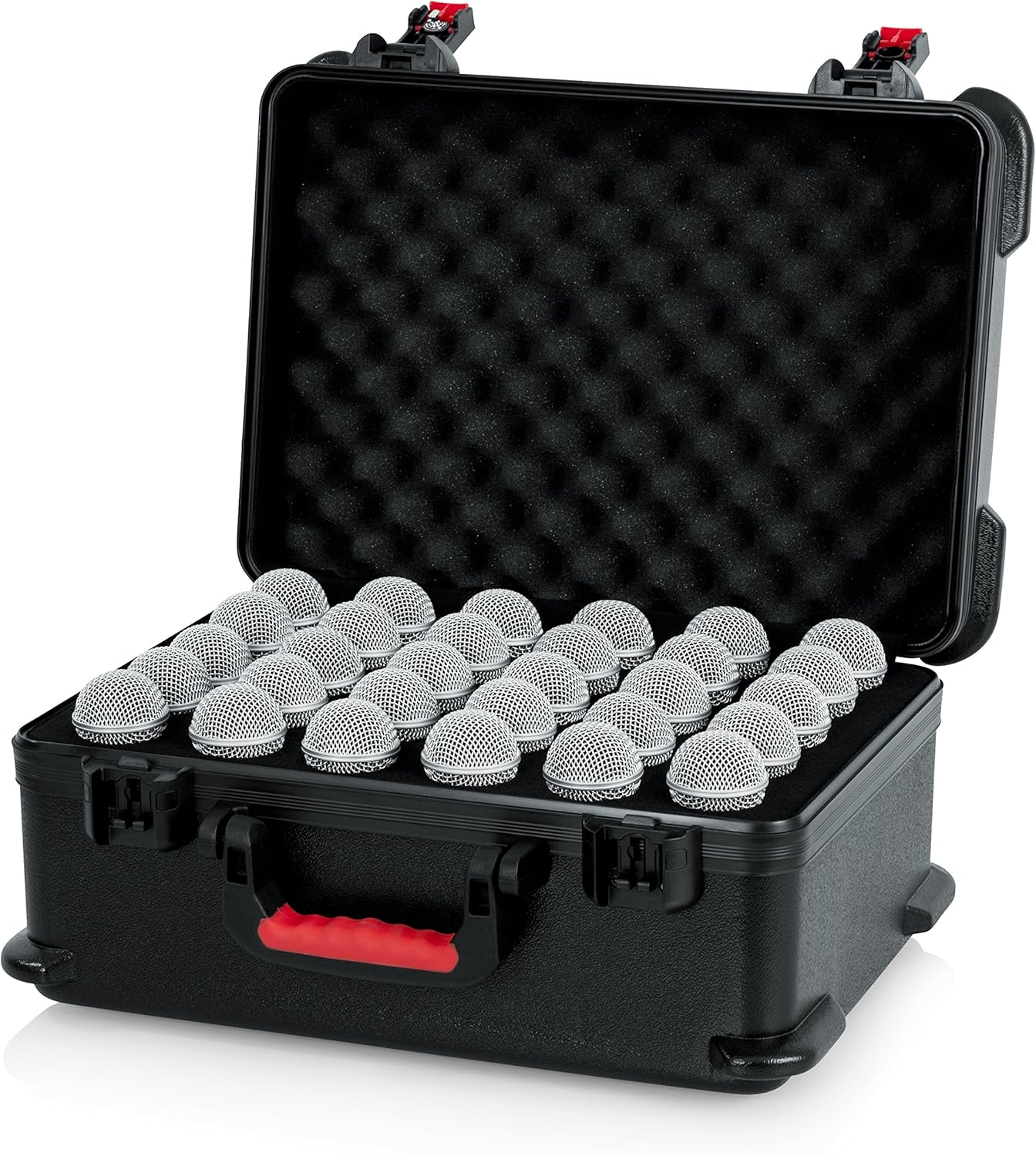 Gator Cases Molded Flight Case to Hold Up to (30) Wired Microphones with TSA Approved Locking Latch, (GTSA-MIC30)