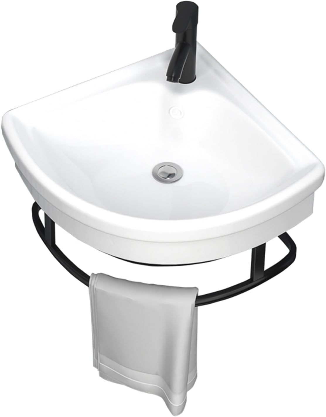 Wall Mount Bathroom Corner Sink, Small Triangle Mini Vanity Sink, Ceramic Utility Sink with Bracket, for Small Bathroom Vanity (White-25.5CM