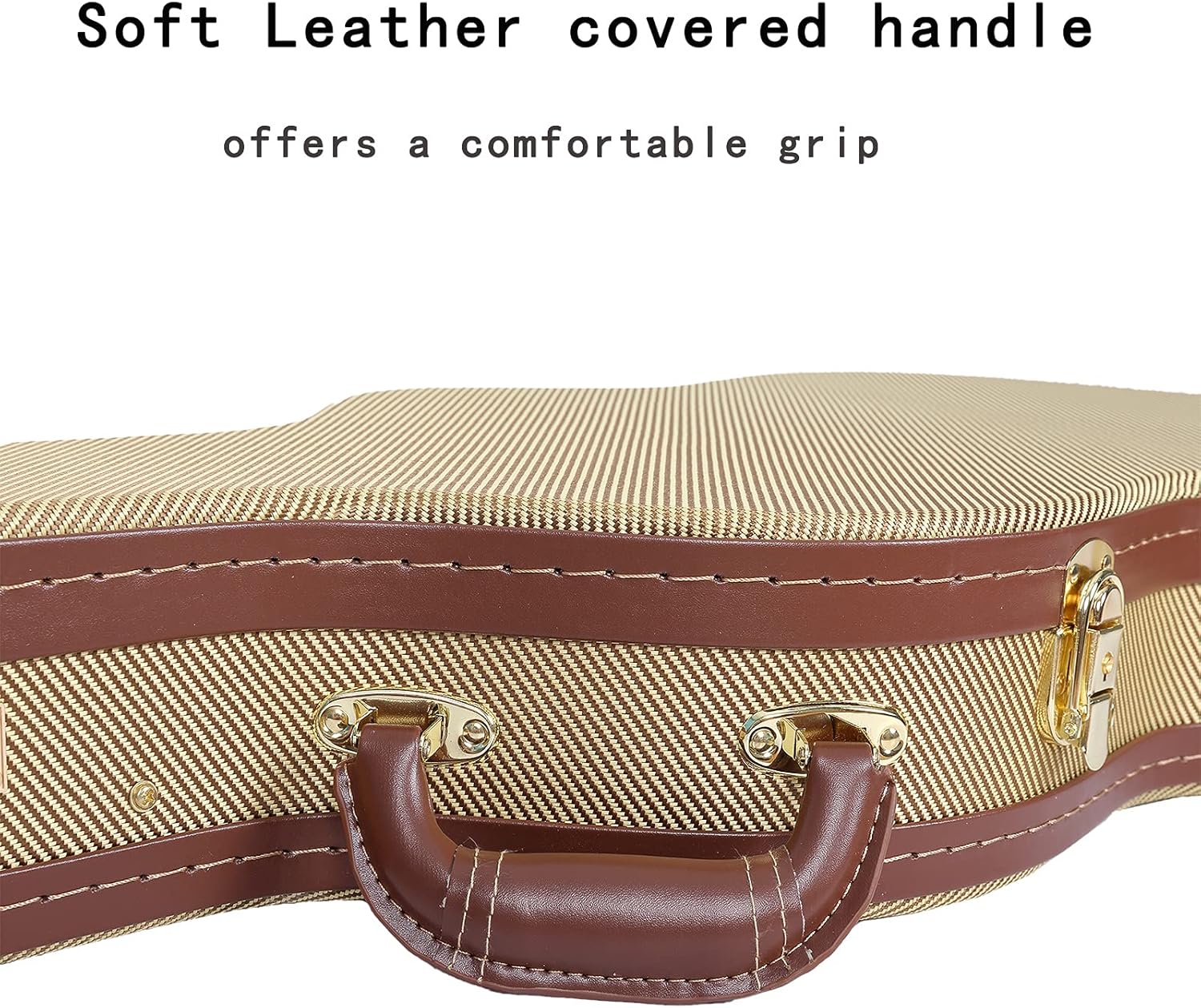 Crossrock Hard-Shell wood case for Telecaster and Stratocaster style electric guitars with removable shoulder straps-Tweed(CRW700STTW)