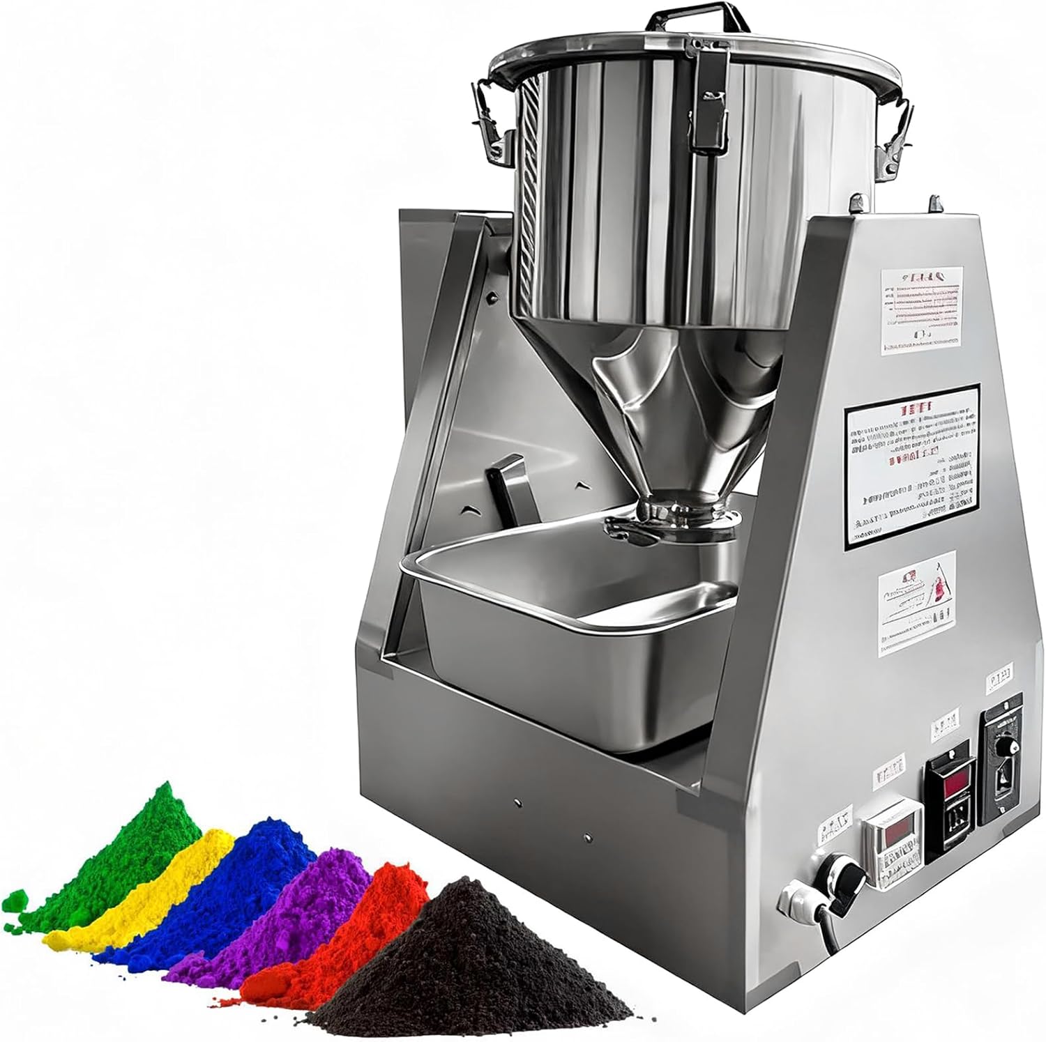 Electric Dry Powder Mixer, 5L/10L/20L Granual Mixing Machine, Laboratory Stainless Steel Dry Powder Drum Mixer, Feed Blender Machine, for Medicine Powders/Nuts/Cereals 20L (20L)