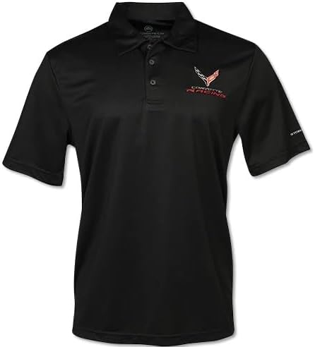 C8 Corvette Racing Apollo Men's Polo Shirt - Black for 2020-2024 Corvettes (US, Alpha, X-Large, Regular, Regular, Black)