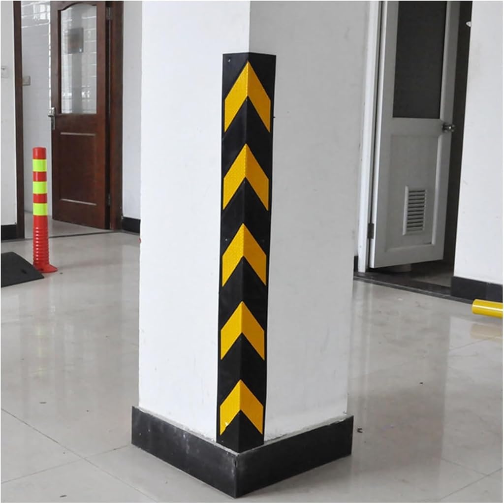 Car Parking Protector Car Parking Protector Wall Corner Guard For Parking Garages, Reflective Wall Corner Protector With Yellow Strips, Rubber L-Shape Corner Guard for garages and warehouses(2pcs-100c