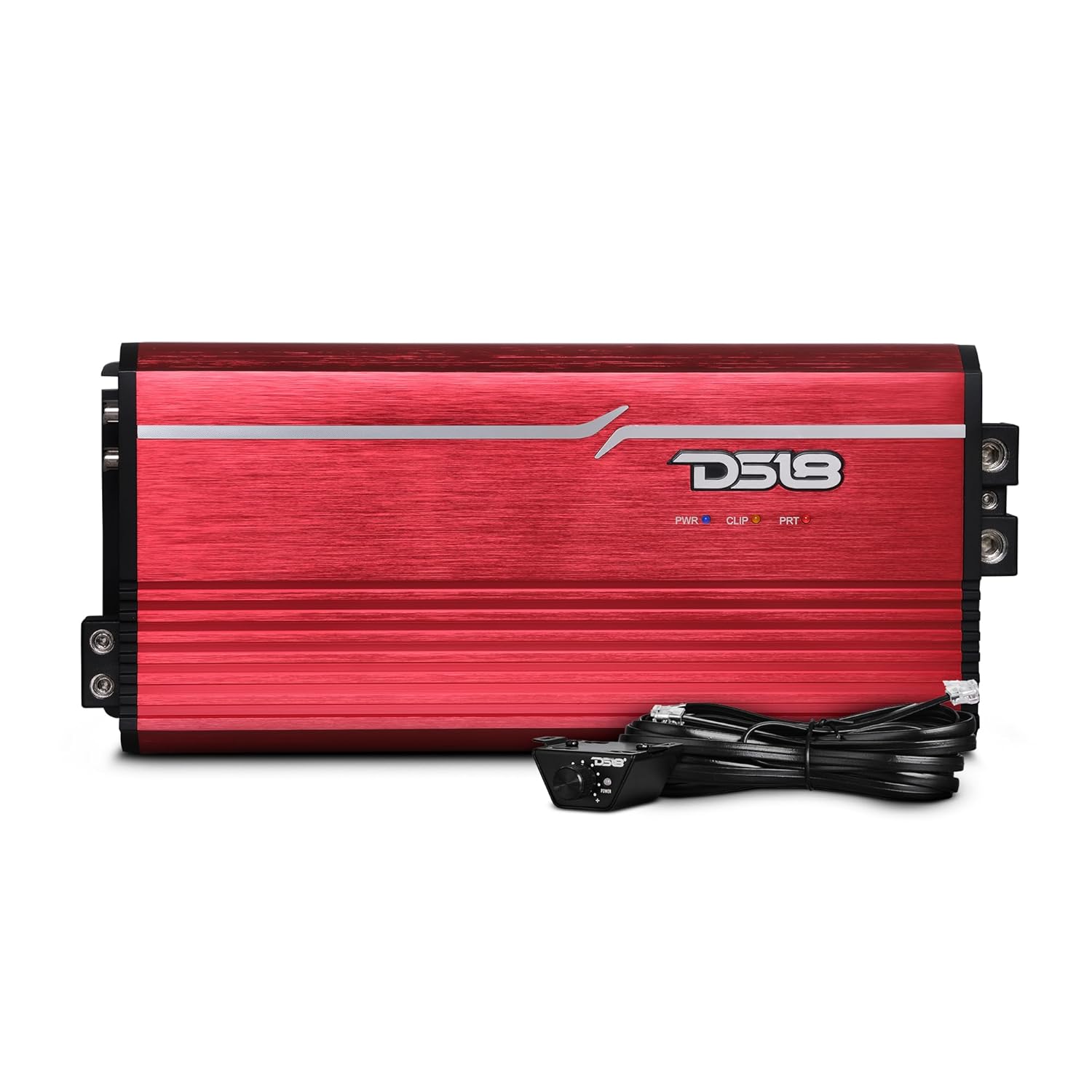DS18 FRP FRP-5K/RD 1-Channel Amplifier 5000 Watts RMS @ 1-Ohm, Certified Dyno, Compact Full-Range Class D, Monoblock Amplifier, Exceptional Efficiency, Remote Level Control Knob, Red