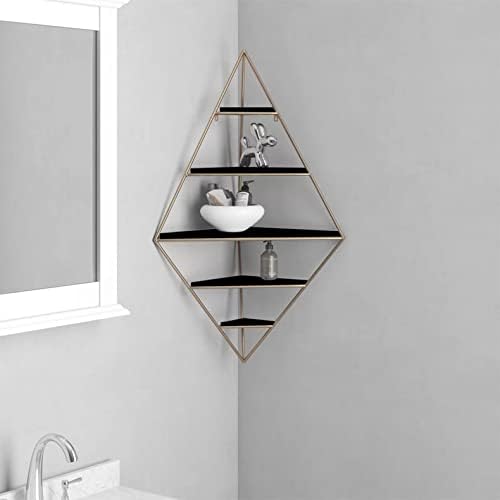 Wall Mounted Floating Shelves Metal Multi-Layer Geometric Wall Mount Wall Shelf Minimalist Corner Storage Rack Ideal for Kitchen Office Bathroom (Color : White)