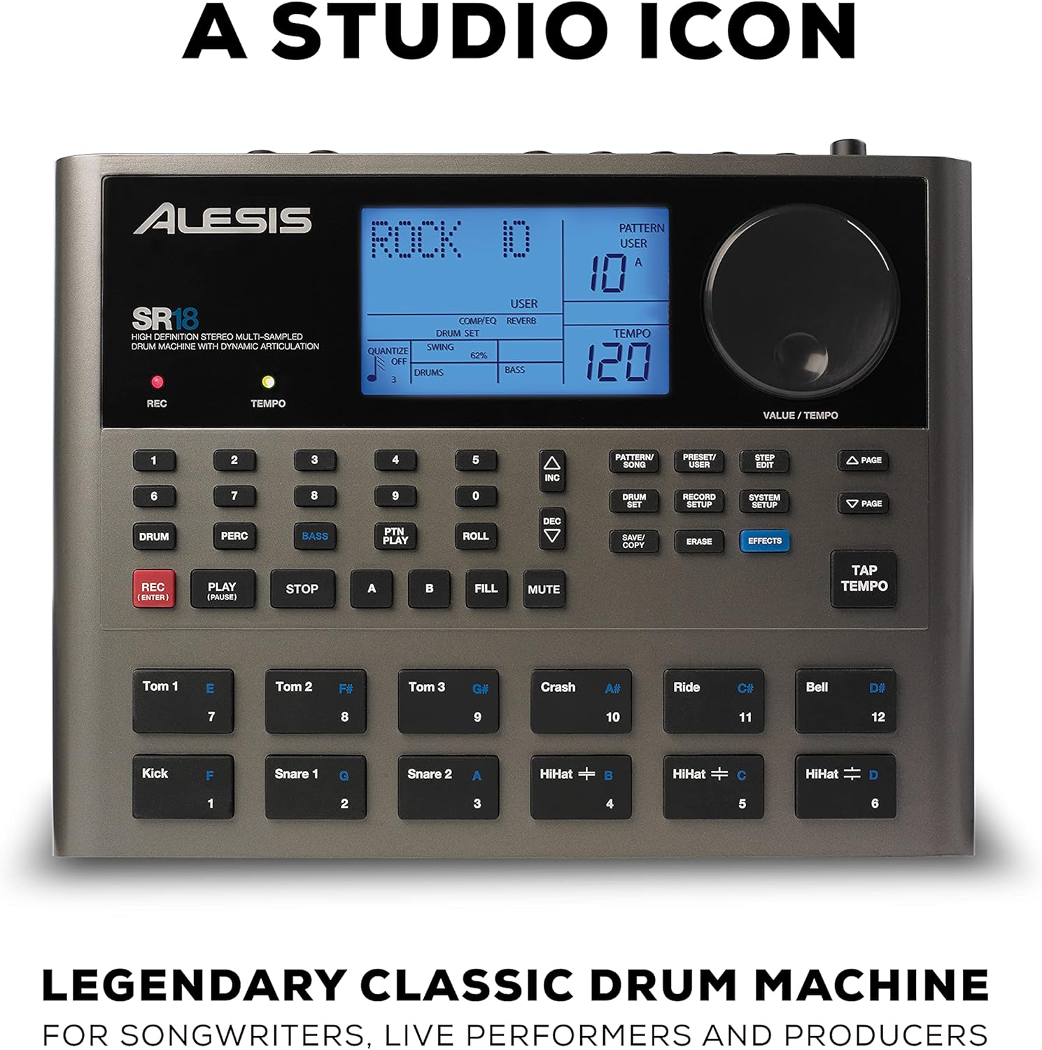 Alesis SR-18 - Studio-Grade Standalone Drum Machine With On-Board Sound Library, Performance Driven I/O and In-Built Effects/Processors