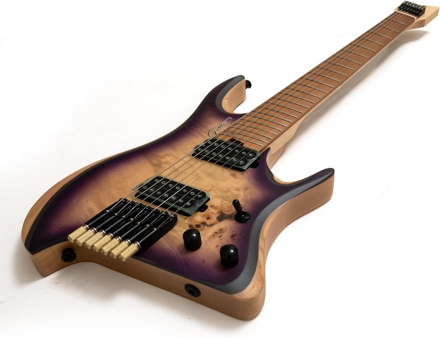 7 String Headless Electric Guitar – Maple Neck & Maple Body, 24 Fret, Stainless Steel Strings, Innovative Headless Tuning System – Compact, Lightweight Modern Futuristic Design