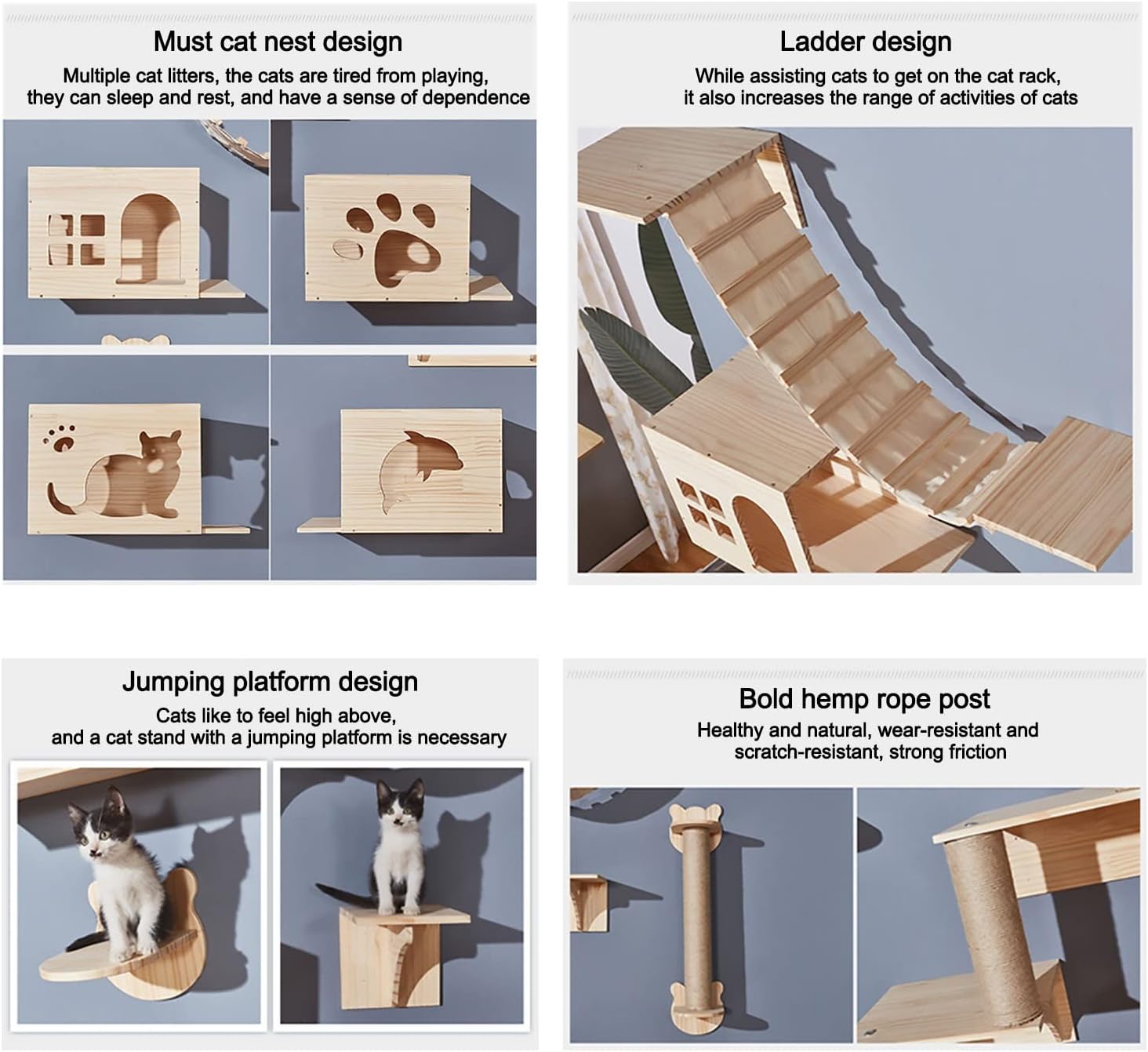 Cat Climbing Shelves, Wall Mount Cat Furniturefor Cats to Sleep, Play and Climb(Style 6)