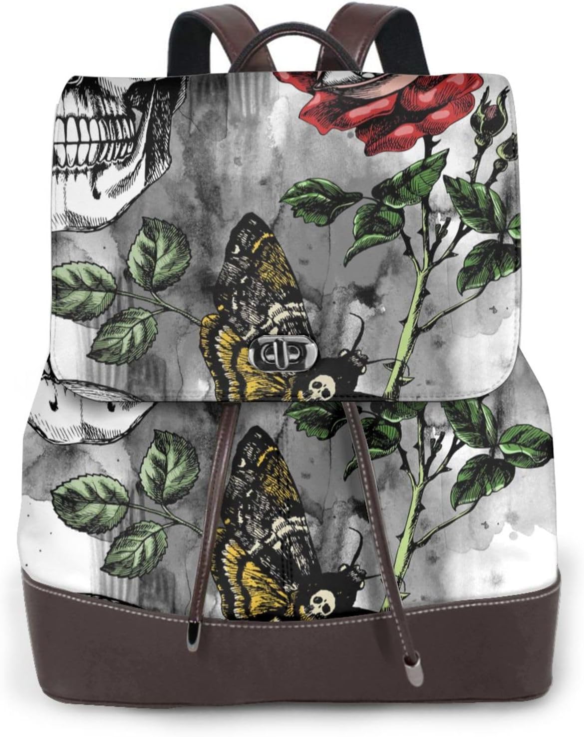 Skulls Roses for Womens Backpack Purse Microfiber PU Anti-theft Large Fashion Designer Travel Bag Ladies Shoulder Bags