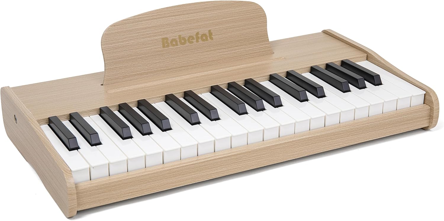 Kids Piano Keyboard 37 Keys Digital Piano for Kids Mini Musical Instruments Wooden Pianos Toy for 4+ Years Old Girls and Boys Birthday Gift Walnut (Oka)