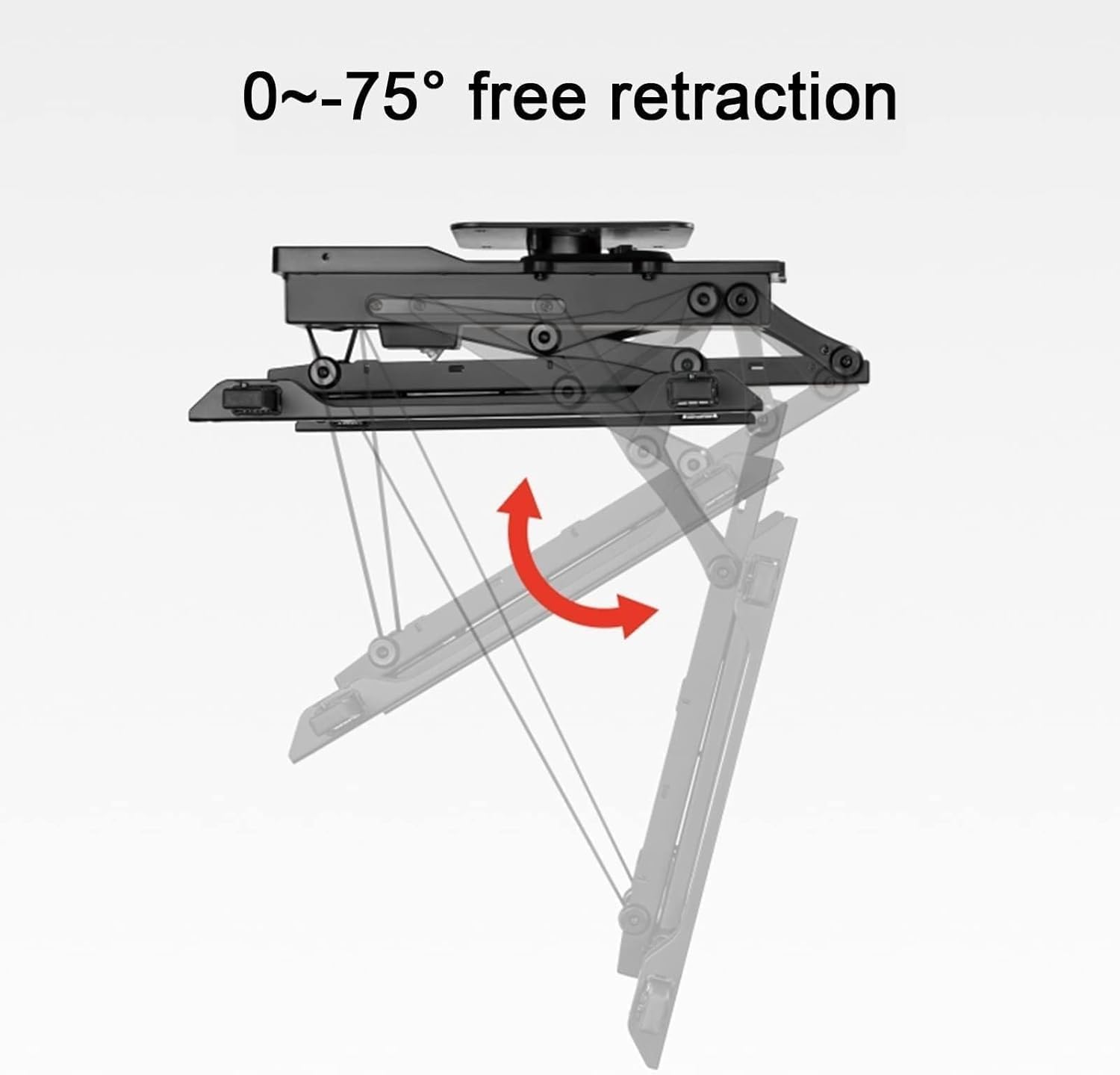 Adjustable Motorized Ceiling TV Mount Bracket, 0-75° Flip Down & ±90° Swivel, Perfect for 32-75” TVs, Space-Saving Tilt Wall Mount Bracket