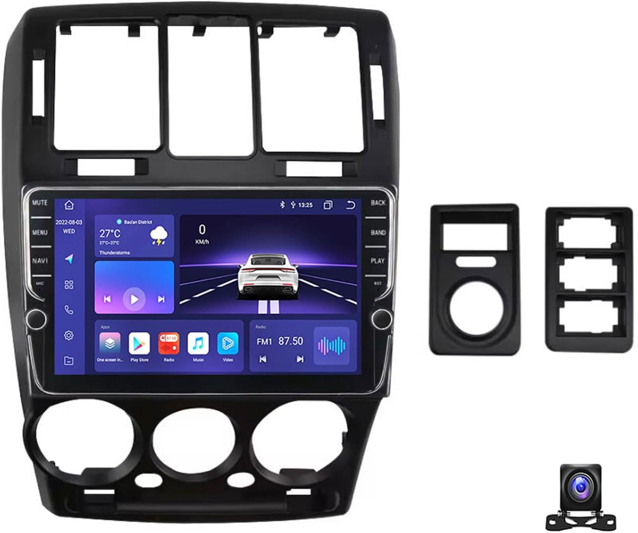 Double Din Car Stereo Bluetooth MP5 Player with Carplay/Auto, 9 Inch Touchscreen Radio Receiver with AHD Backup Camera, Compatible with Hyundai Getz 2002~2011 Support 4G/SWC/DSP,K500S